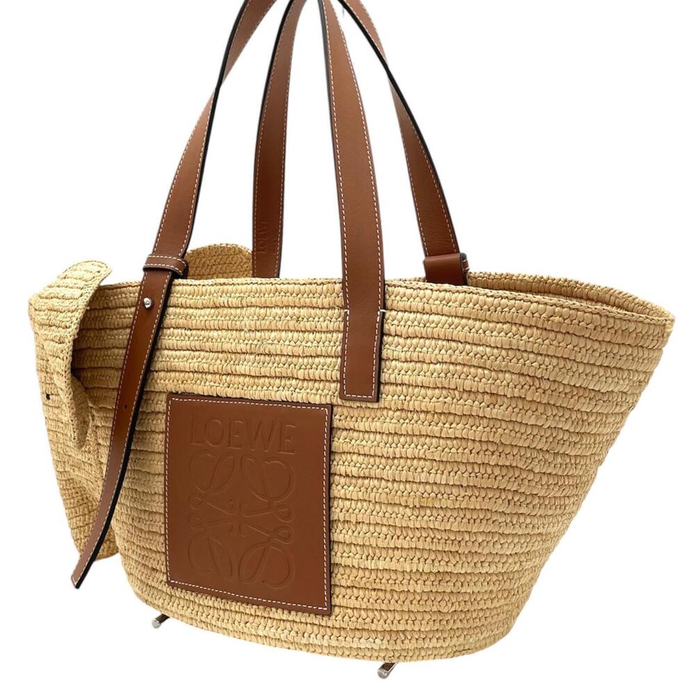 Loewe Elephant Basket Tote Bag Leather Ivory White
